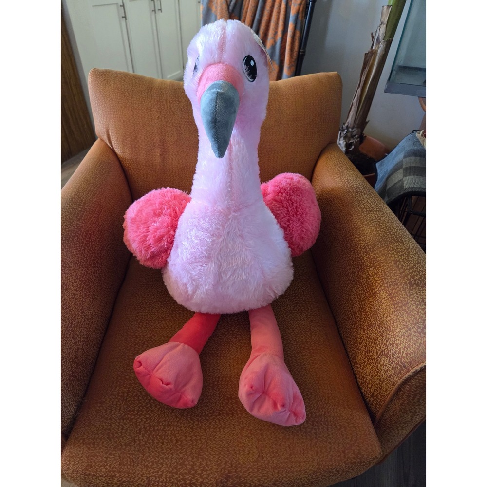 Goffa Pink Flamingo Plush Stuffed Animal Large Shaggy Bird Toy 5407-22 NWT